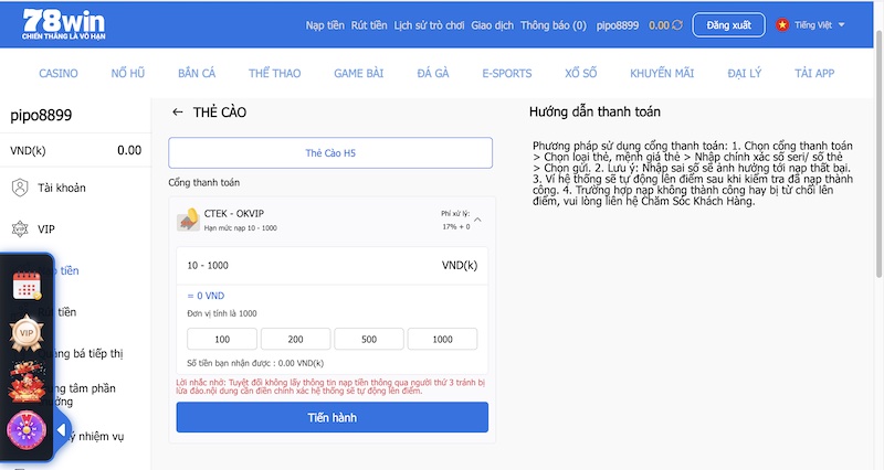 Hướng dẫn cách rút tiền 78 Win nhanh chóng