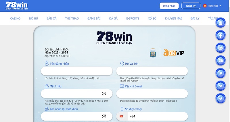 Hướng dẫn cách đăng ký 78win cho người mới
